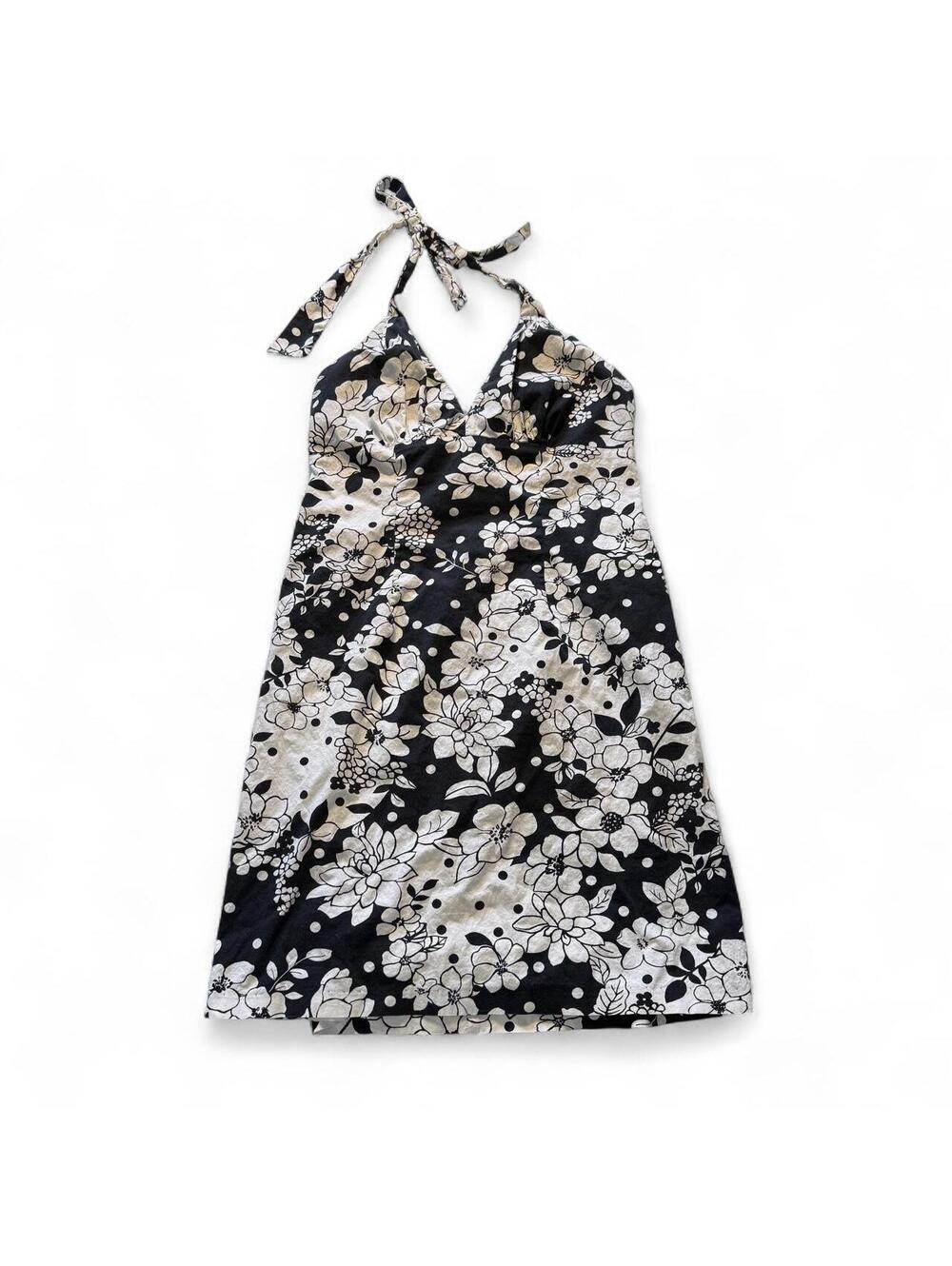 Vintage Y2K City Triangles Halter Dress Floral Paper Tag Made in USA
